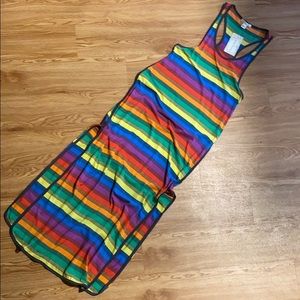 Rainbow stripe maxi dress NWT